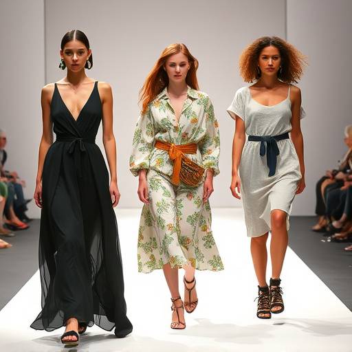 Giovani stilisti milanesi presentano una collezione di moda eco-sostenibile durante la settimana della moda di Milano.