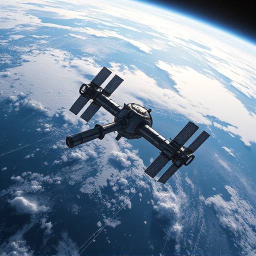 Illustrazione artistica della nuova stazione spaziale cinese in orbita attorno alla Terra.